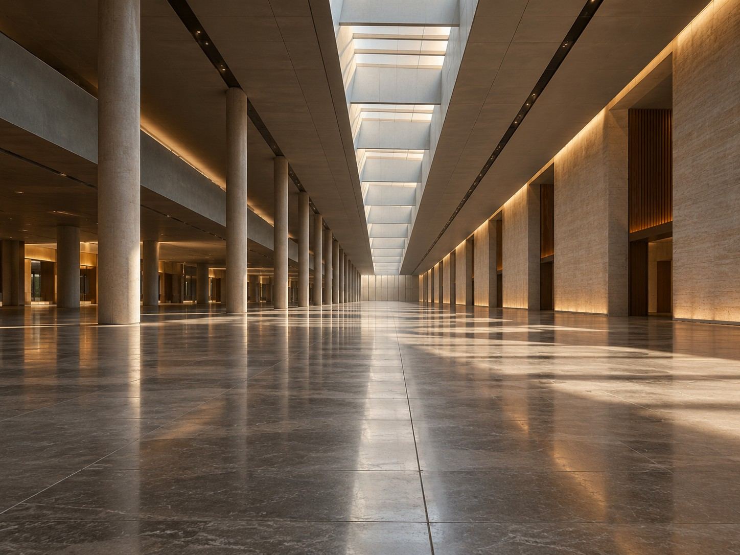 Vestíbulo amplio de una terminal moderna con luz cenital
